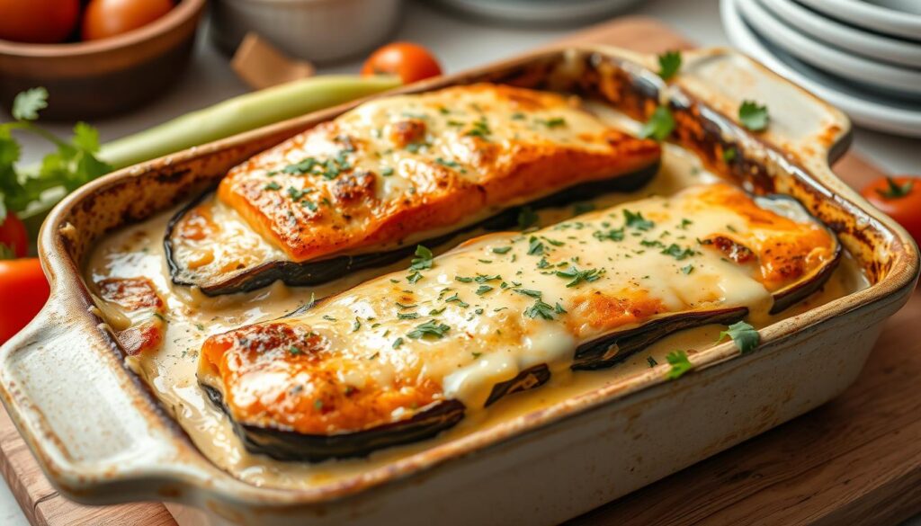 Auberginen-Lachs-Gratin: Ein Gericht, das der ganzen Familie schmeckt