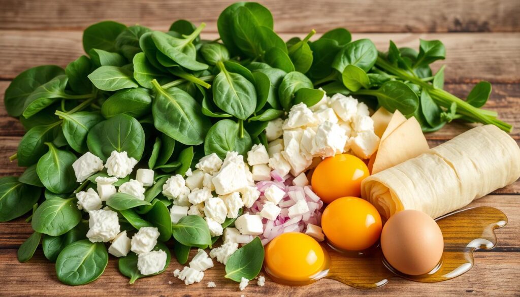 Spinach and feta pie ingredients