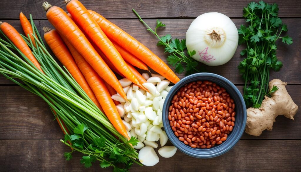 carrot and red lentil soup ingredients